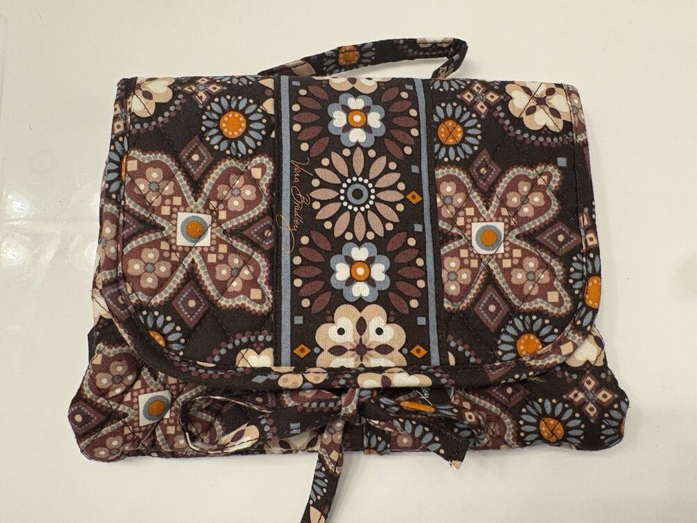 Vera Bradley Canyon Cosmetic Bag Essentials MakeUp Travel Autumn Brown Orange